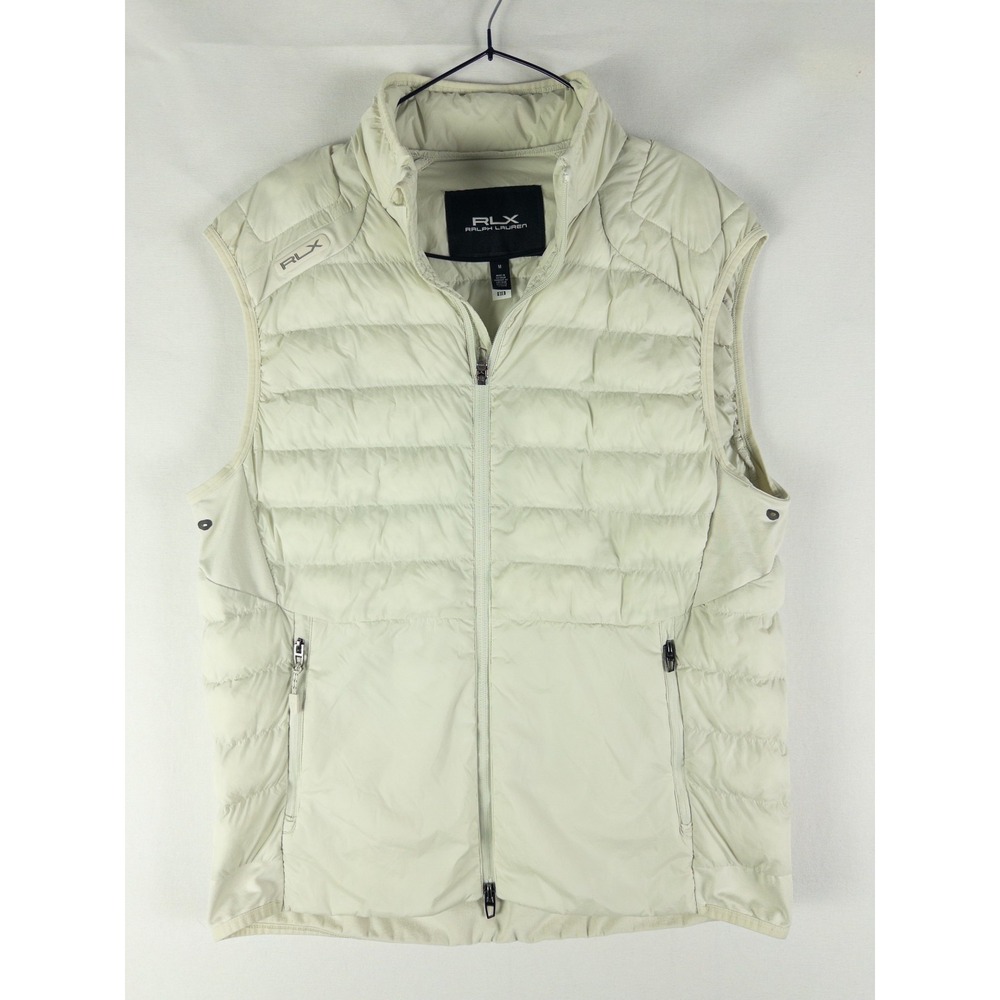 RLX Ralph Lauren Quilted Down Puffer Vest Womens M Ivory Cream Zip Gorpcore